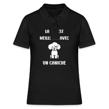 Humour chien petit caniche - Polo Femme - noir - Devant - Ailine (174cm)