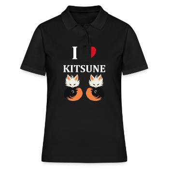 Kitsune Japanese Little Fox Humor - Women's Polo Shirt - black - Front - Ailine (174cm)