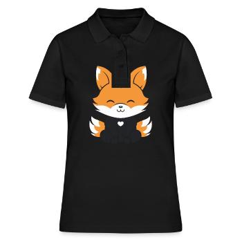 Kitsune Japanese Little Fox Humor - Women's Polo Shirt - black - Front - Ailine (174cm)