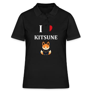 Kitsune Japanese Little Fox Humor - Women's Polo Shirt - black - Front - Ailine (174cm)
