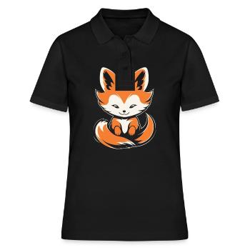 Kitsune Japanese Little Fox Humor - Women's Polo Shirt - black - Front - Ailine (174cm)