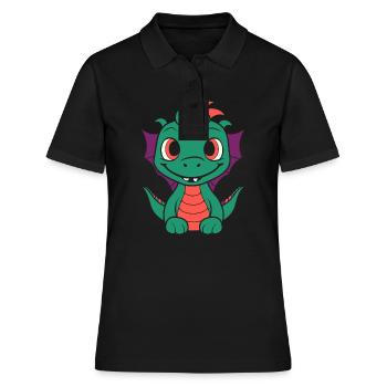 Baby Dragon - Women's Polo Shirt - black - Front - Ailine (174cm)