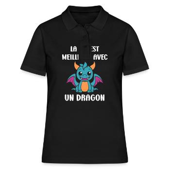 Bébé dragon - Polo Femme - noir - Devant - Ailine (174cm)