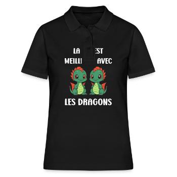 Bébé dragon - Polo Femme - noir - Devant - Ailine (174cm)