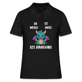 Bébé dragon - Polo Femme - noir - Devant - Ailine (174cm)