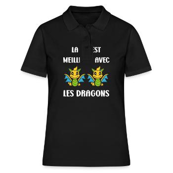 Bébé dragon - Polo Femme - noir - Devant - Ailine (174cm)