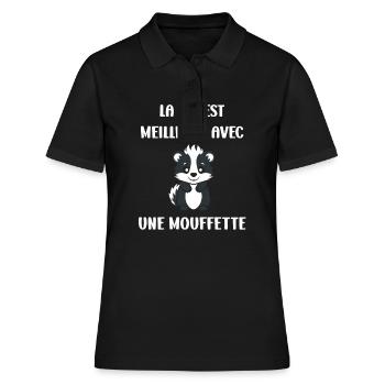 Humour Mouffette - Polo Femme - noir - Devant - Ailine (174cm)