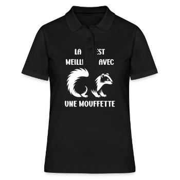 Humour Mouffette - Polo Femme - noir - Devant - Ailine (174cm)