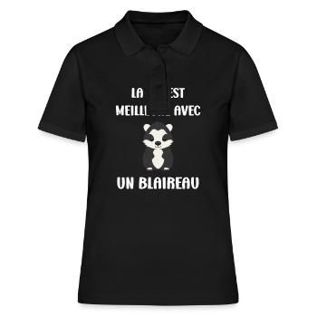 Humour blaireau - Polo Femme - noir - Devant - Ailine (174cm)
