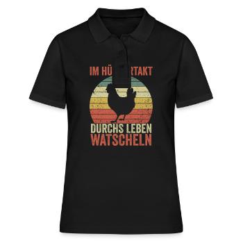 Huhn Bauer Bauernhof Küken Landwirt Hühner - Frauen Polo Shirt - Schwarz - Vorne - Ailine (174cm)