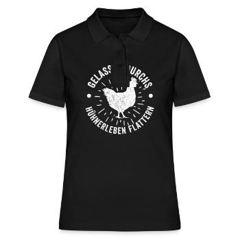 Huhn Bauer Bauernhof Küken Landwirt Hühner - Frauen Polo Shirt - Schwarz - Vorne - Ailine (174cm)