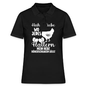 Huhn Bauer Bauernhof Küken Landwirt Hühner - Frauen Polo Shirt - Schwarz - Vorne - Ailine (174cm)