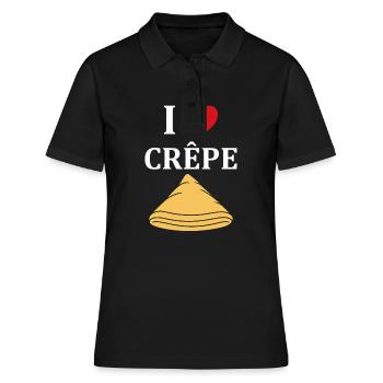 Crêpes Bretagne humour crêpe - Polo Femme - noir - Devant - Ailine (174cm)