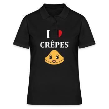 Crêpes Bretagne humour crêpe - Polo Femme - noir - Devant - Ailine (174cm)