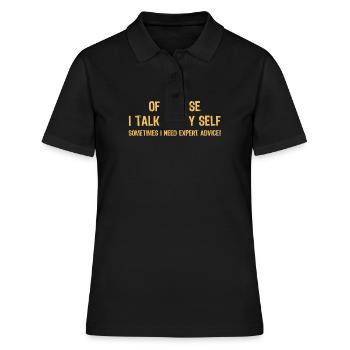 Bien sûr, je me parle à moi-même parfois j’ai besoin d’un expert - Polo Femme - noir - Devant - Ailine (174cm)