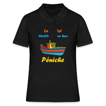 Bateau humour péniche - Polo Femme - noir - Devant - Ailine (174cm)