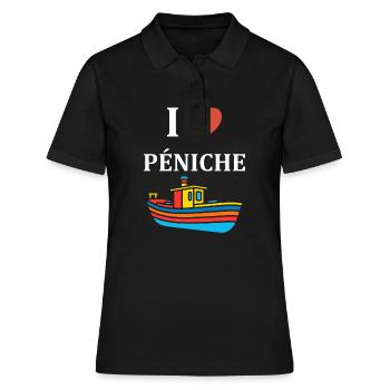 Bateau humour péniche - Polo Femme - noir - Devant - Ailine (174cm)