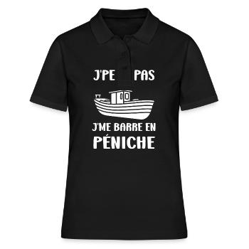 Bateau humour péniche - Polo Femme - noir - Devant - Ailine (174cm)