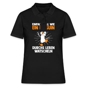 Süße Pinguin - Frauen Polo Shirt - Schwarz - Vorne - Ailine (174cm)