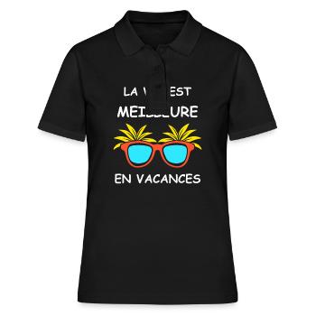 Je suis en vacances - Polo Femme - noir - Devant - Ailine (174cm)
