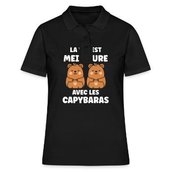 Humour Capybara - Polo Femme - noir - Devant - Ailine (174cm)