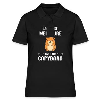 Humour Capybara - Polo Femme - noir - Devant - Ailine (174cm)