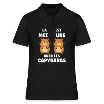 Humour Capybara - Polo Femme - noir - Devant - Ailine (174cm)