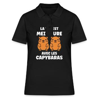 Humour Capybara - Polo Femme - noir - Devant - Ailine (174cm)