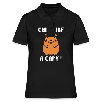 Humour Capybara - Polo Femme - noir - Devant - Ailine (174cm)