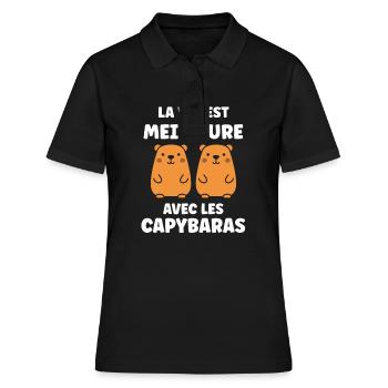 Humour Capybara - Polo Femme - noir - Devant - Ailine (174cm)