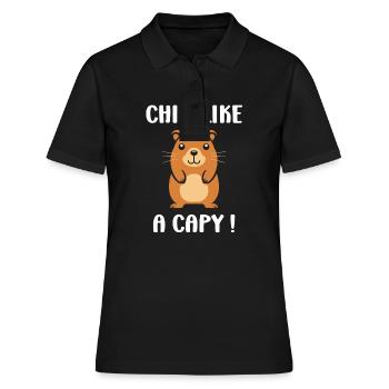 Humour Capybara - Polo Femme - noir - Devant - Ailine (174cm)