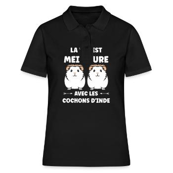 Humour cochon d'ine - Polo Femme - noir - Devant - Ailine (174cm)