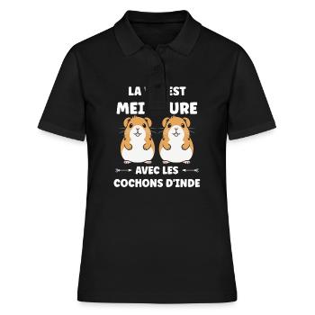 Humour cochon d'ine - Polo Femme - noir - Devant - Ailine (174cm)
