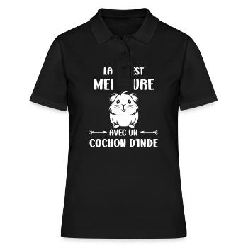 Humour cochon d'ine - Polo Femme - noir - Devant - Ailine (174cm)