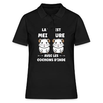 Humour cochon d'ine - Polo Femme - noir - Devant - Ailine (174cm)