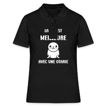 Animal mignon humour otarie - Polo Femme - noir - Devant - Ailine (174cm)