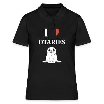 Animal mingon humour otarie - Polo Femme - noir - Devant - Ailine (174cm)