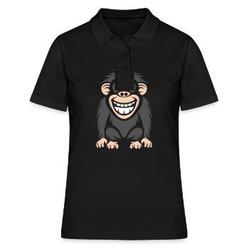 Humour petit singe babouin - Polo Femme - noir - Devant - Ailine (174cm)