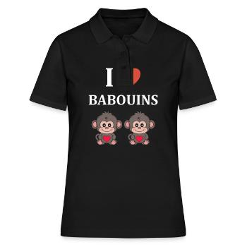 Humour petit singe babouin - Polo Femme - noir - Devant - Ailine (174cm)
