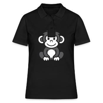 Humour petit singe babouin - Polo Femme - noir - Devant - Ailine (174cm)