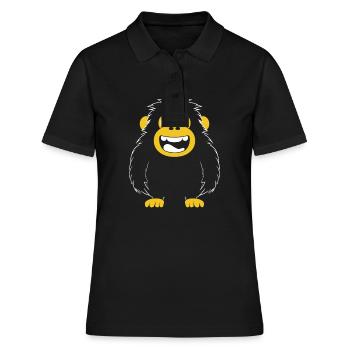 Humour petit singe babouin - Polo Femme - noir - Devant - Ailine (174cm)
