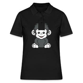 Humour petit singe babouin - Polo Femme - noir - Devant - Ailine (174cm)