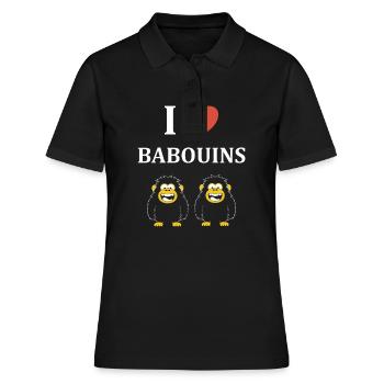 Humour petit singe babouin - Polo Femme - noir - Devant - Ailine (174cm)