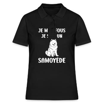Humour Chien Samoyède - Polo Femme - noir - Devant - Ailine (174cm)