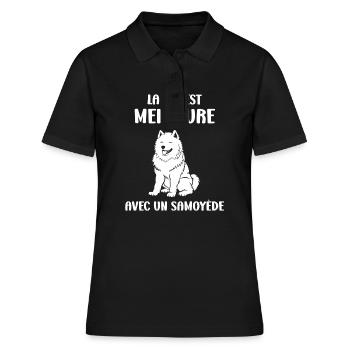 Humour Chien Samoyède - Polo Femme - noir - Devant - Ailine (174cm)