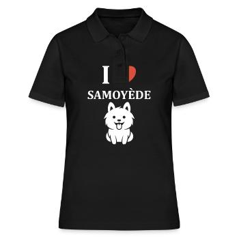 Humour Chien Samoyède - Polo Femme - noir - Devant - Ailine (174cm)