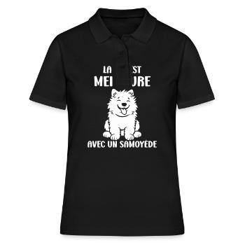 Humour Chien Samoyède - Polo Femme - noir - Devant - Ailine (174cm)