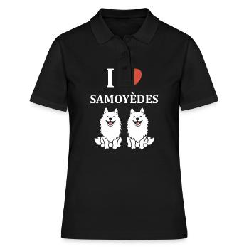 Humour Chien Samoyède - Polo Femme - noir - Devant - Ailine (174cm)