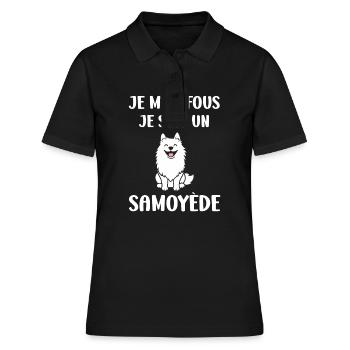 Humour Chien Samoyède - Polo Femme - noir - Devant - Ailine (174cm)