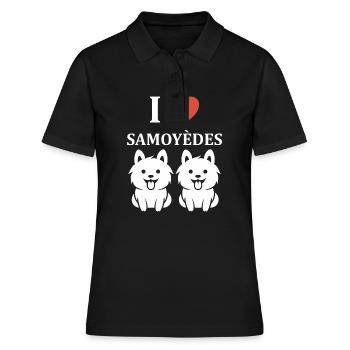 Humour Chien Samoyède - Polo Femme - noir - Devant - Ailine (174cm)